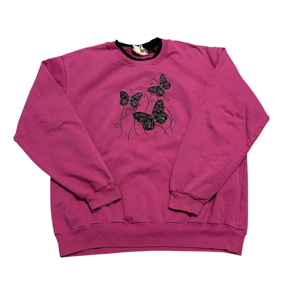 Vintage 90s Women’s Large Bedazzled Embroidered Butterfly Sweatshirt